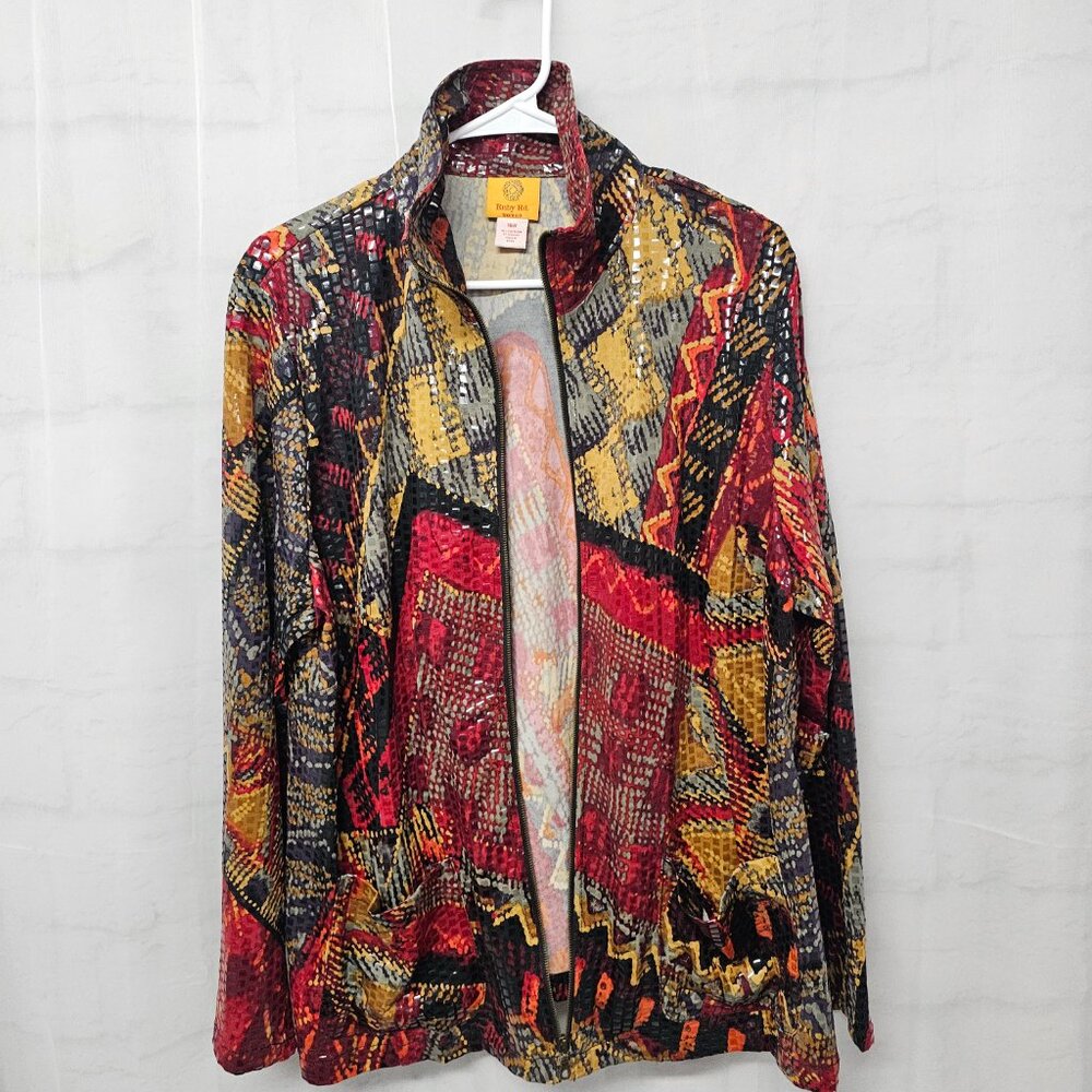 Ruby Rd. Jacket Bomber Snakeskin Flat Sequin Zip … - image 4